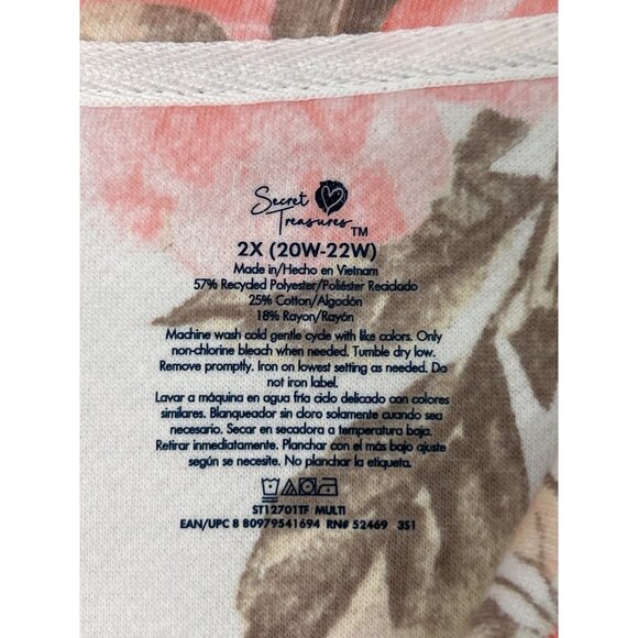 Secret Treasures Pajama Top Womens 2X‎ Flower Floral Comfy Soft Cozicore - Picture 8 of 9